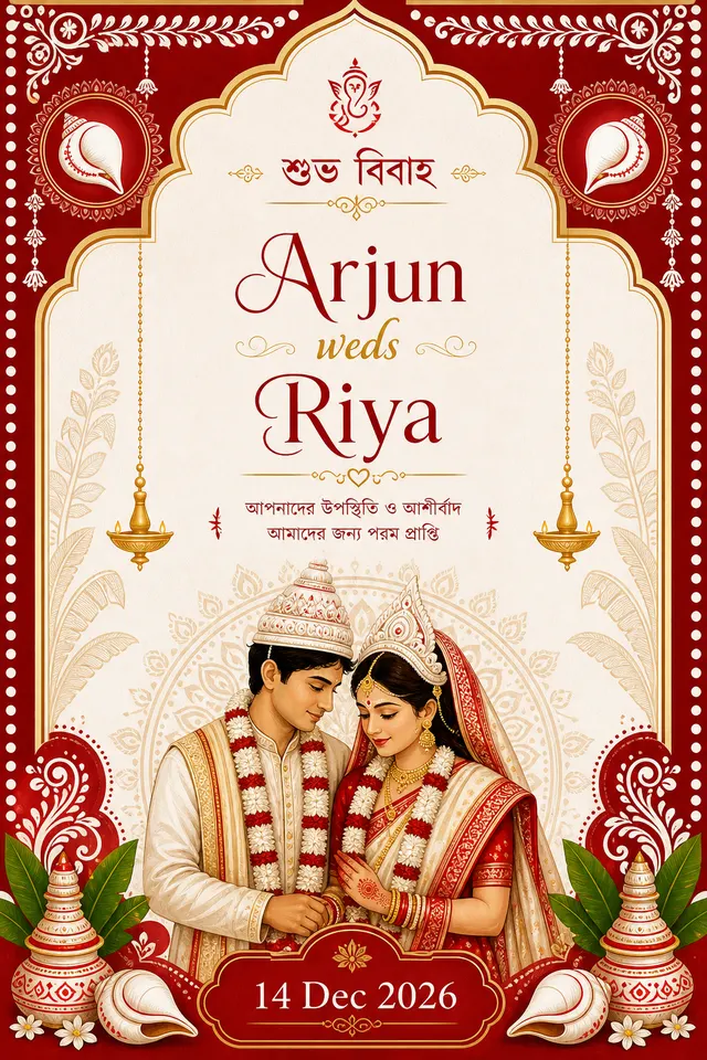 Traditional Bengali invite style